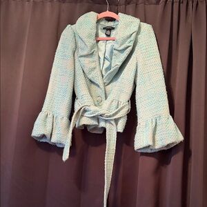 Arden B Light Blue Ruffled Blazer